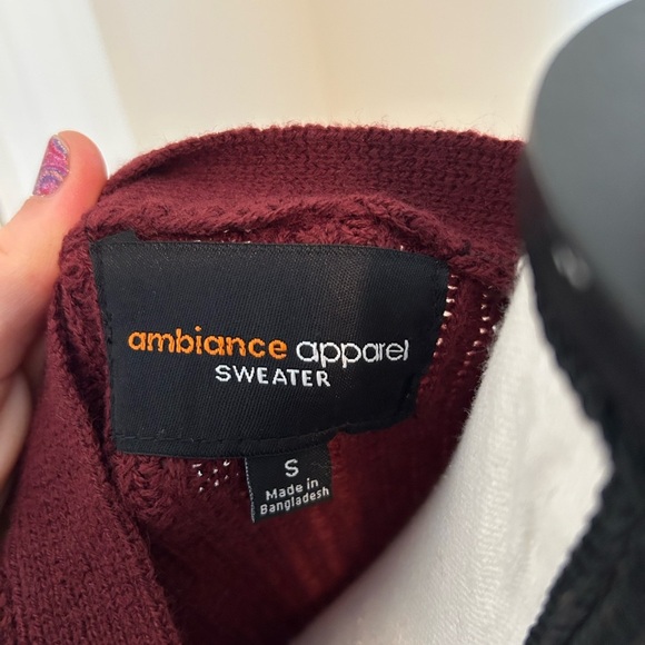 Maroon open cardigan with pockets long - Picture 2 of 3